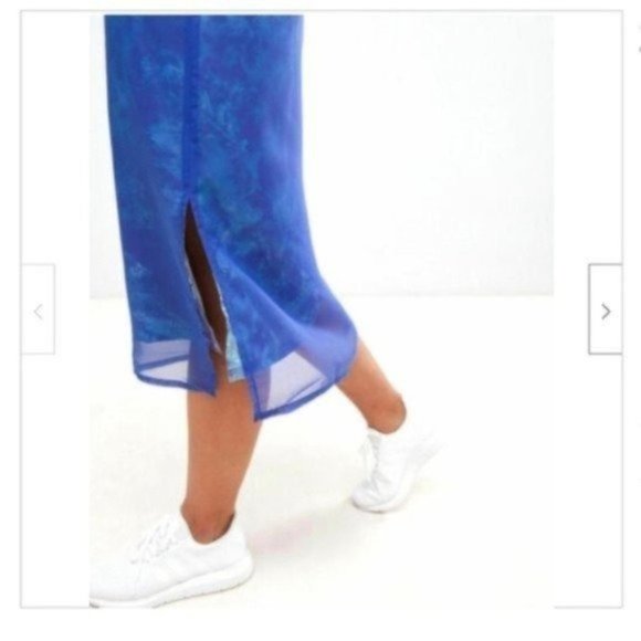 Adidas Originals Blue Overlay Tank MIDI Dress XS EXTRA SMALL RACERBACK NWT NEW - Picture 5 of 9